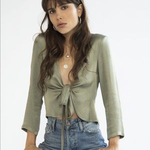 ‘SISTERHOOD’ WREN TIE FRONT BLOUSE